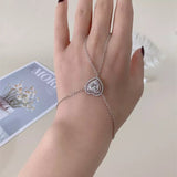 bracelet bague coeur strass luxury