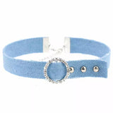 choker jean boucle strass bleu clair