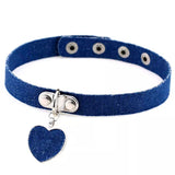 choker jean coeur bleu brut