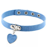 choker jean coeur bleu clair