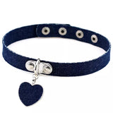 choker jean coeur bleu foncé