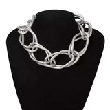 choker multi-anneaux argenté