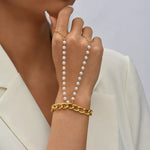  bracelet bague bi-matière chaine et perles